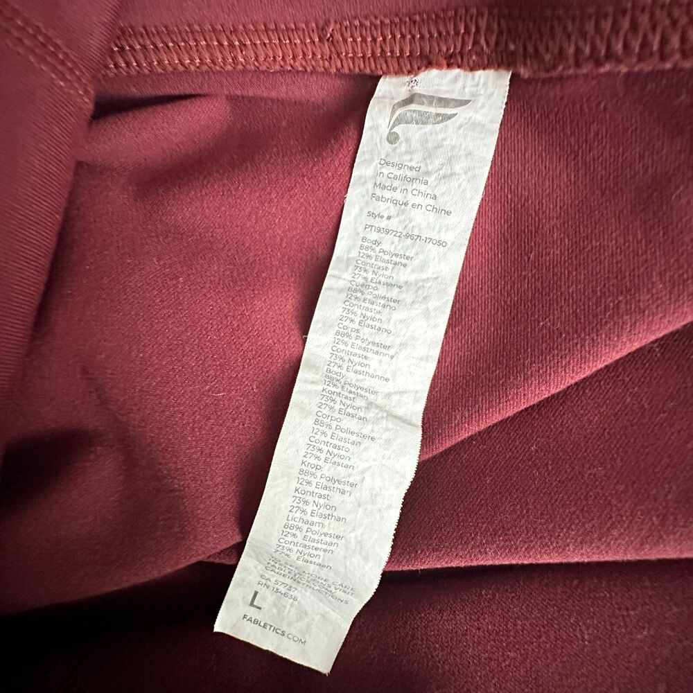 Fabletics Leggings Women L Maroon Pink Colorblock Powerhold Cropped Athleisure - Picture 4 of 8
